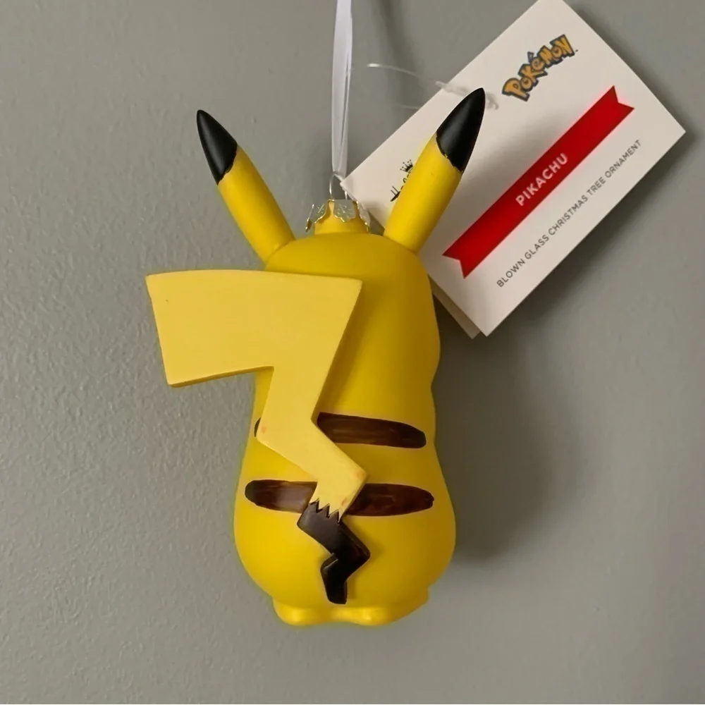 NWT. Hallmark Pokémon Pikachu Blown Glass Christmas Ornament